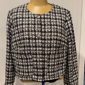H&M Black and White Tweed Blazer